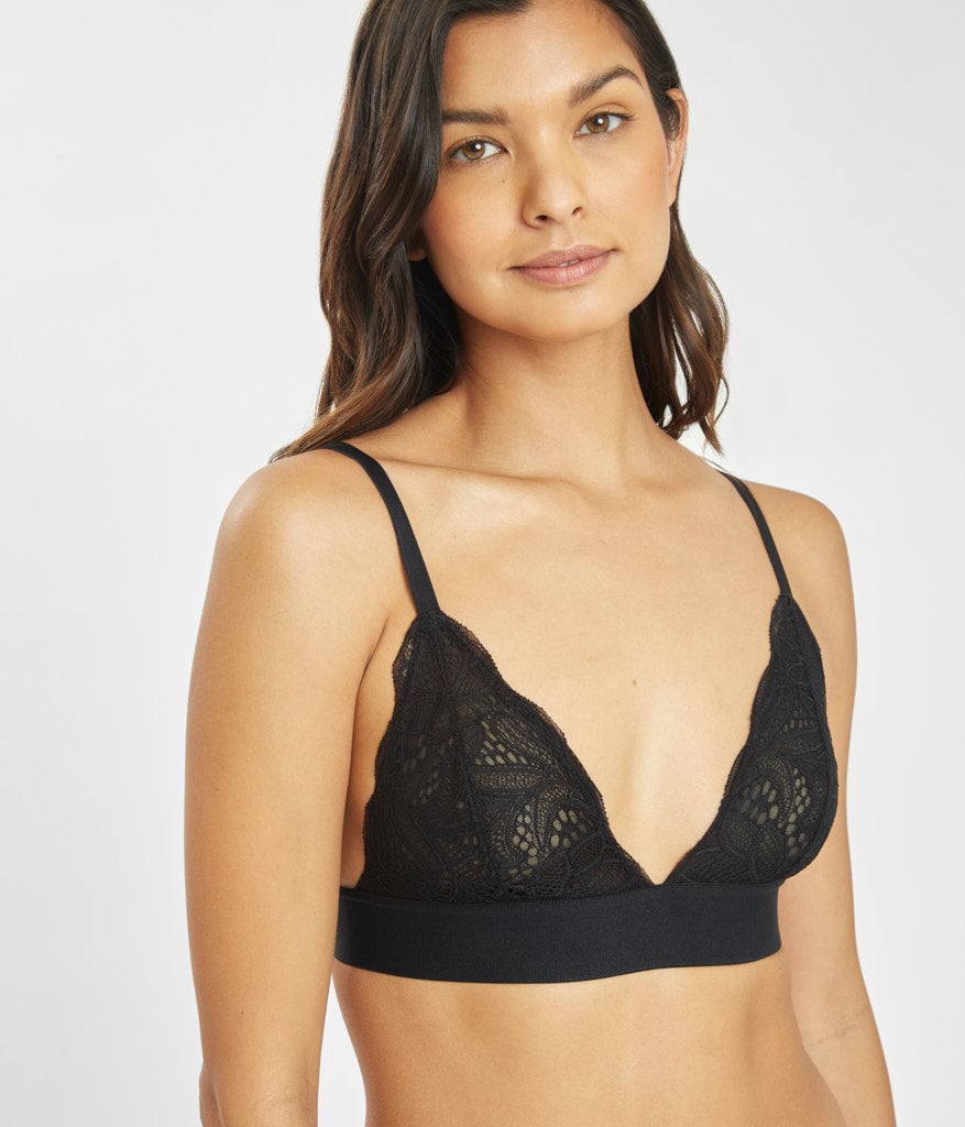 The Long-Lined Lace Bralette: Jet Black