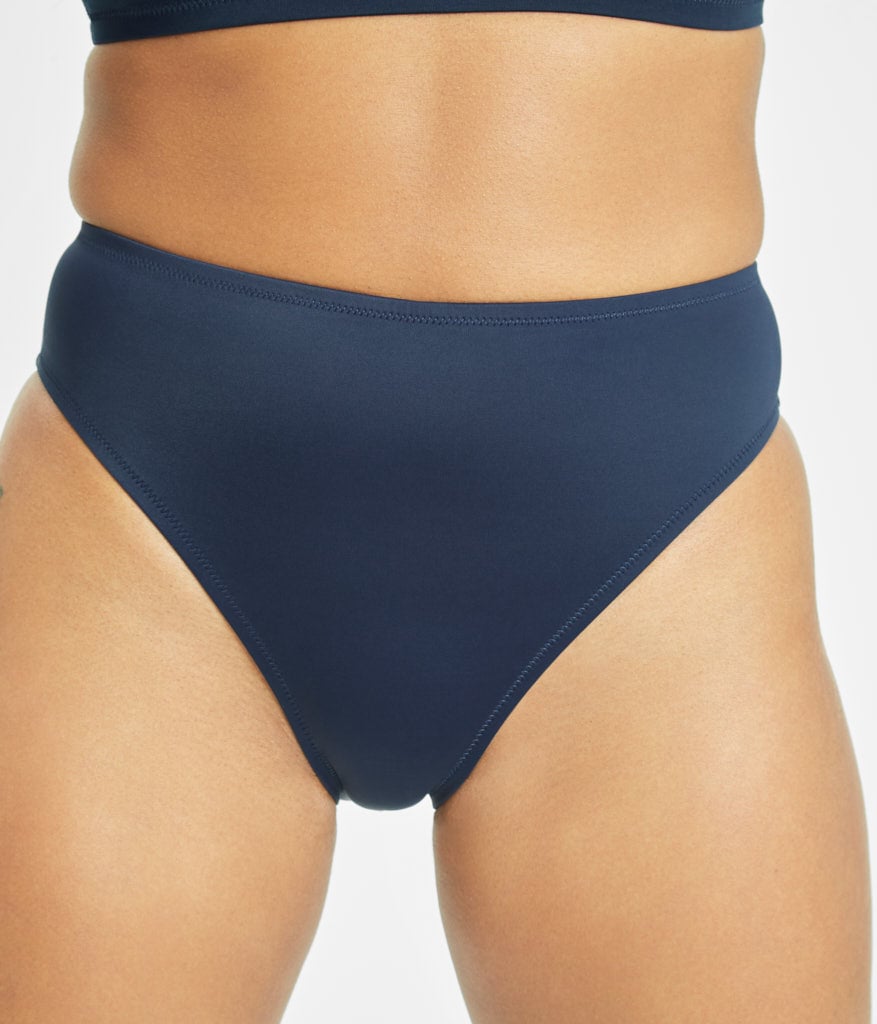 The Swim High Waist Bikini Bottom: Navy