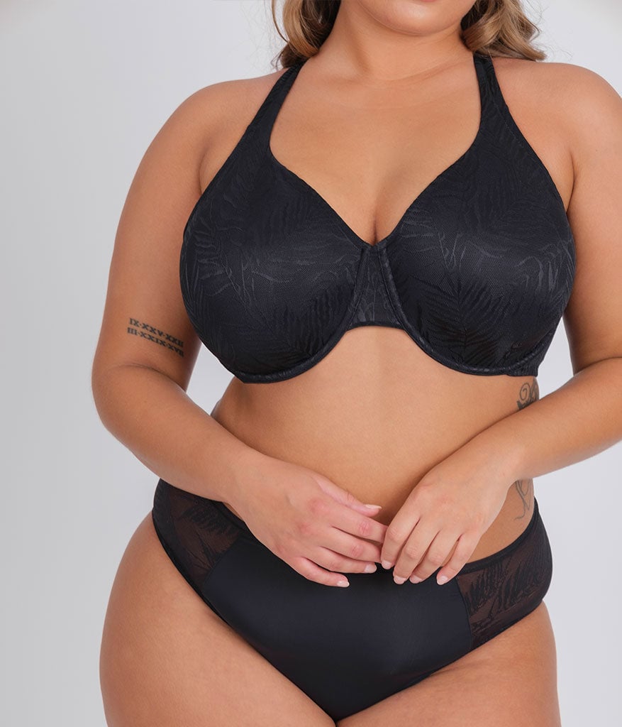 The Smooth Lace Minimizer Bra: Jet Black