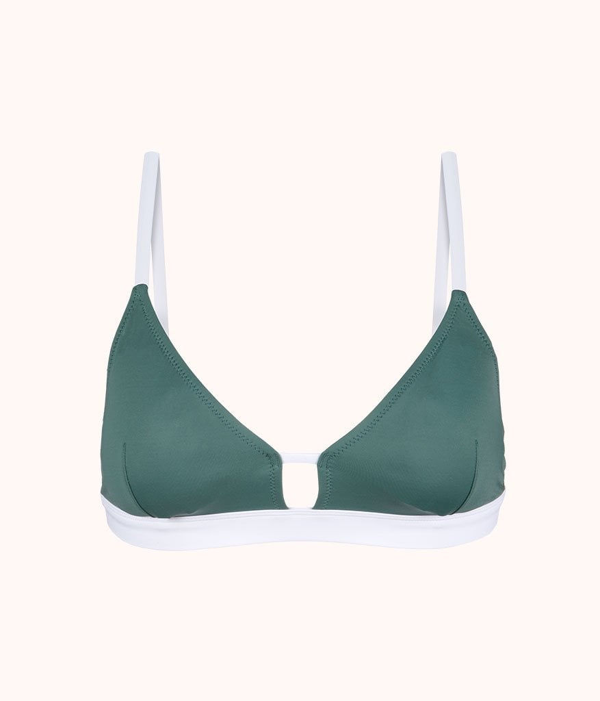 The Swim Bralette: Harbor Green/White